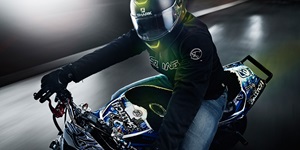 Rider in motorcycle gear