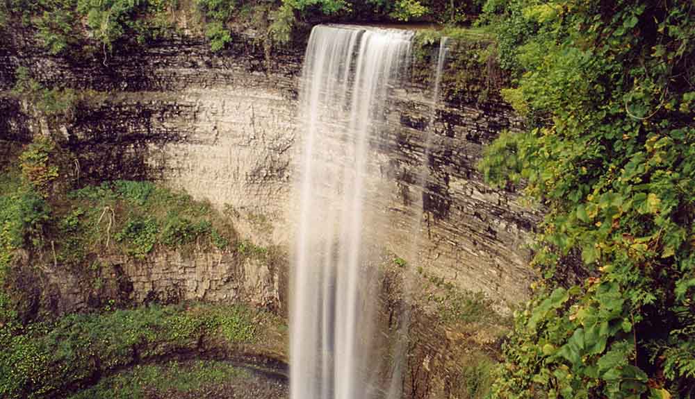 Hamilton waterfall spills over a rocky gorge