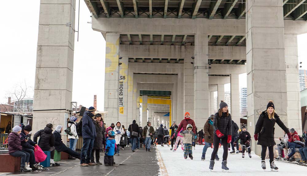 Skating at The Bentway in Toronto, Ont.