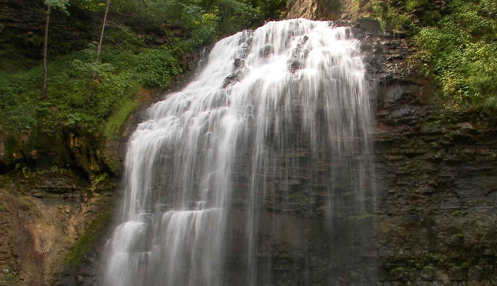 The majestic waterfalls of Tiffany Falls in Hamilton, Ontario