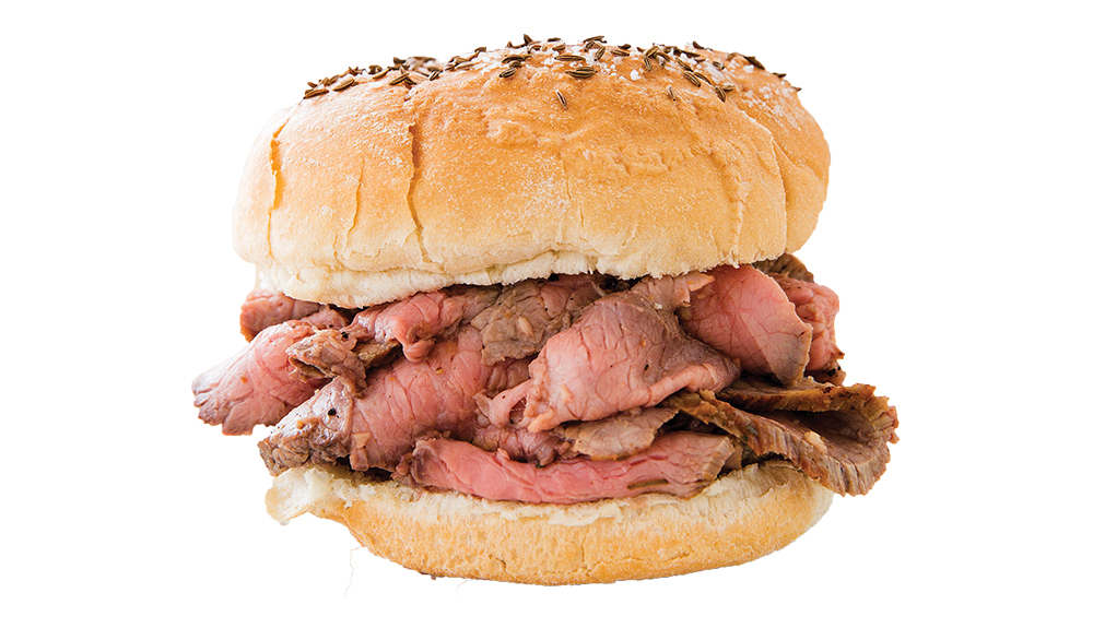 Buffalo's signature sandwich, a kummelweck sandwich with thinly-cut roast beef