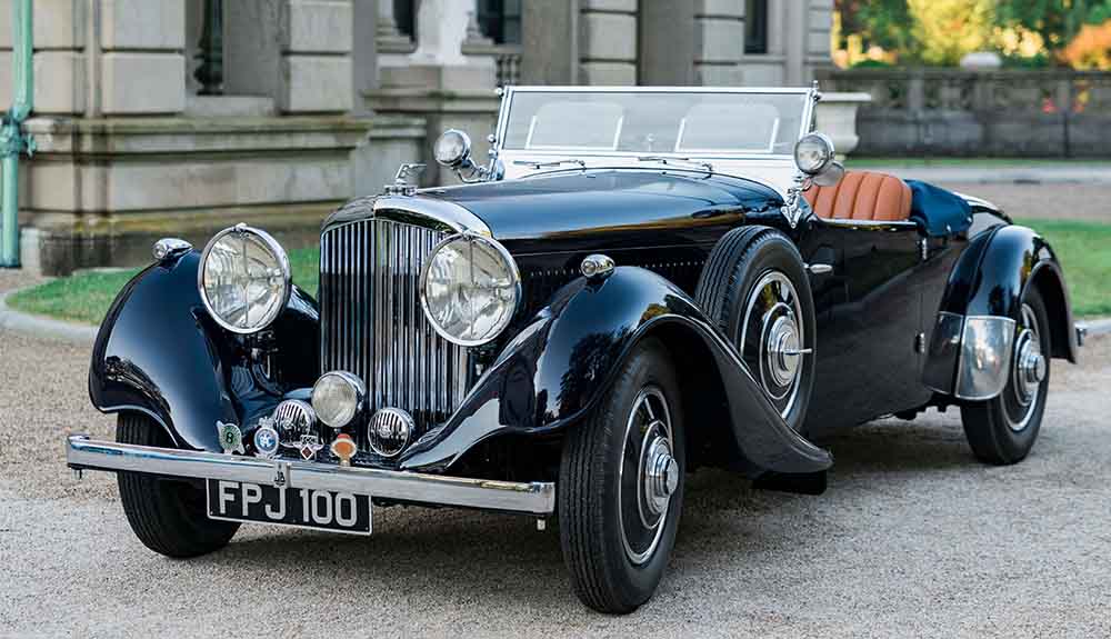 Black retro 1937 Bentley 4.25-Litre Open Two-Seater by Carlton vehicle parked outside
