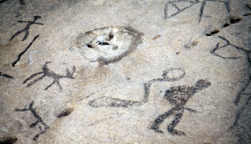 Rock carvings at Petroglyphs Provincial Park in Woodview, Ontario, are shown