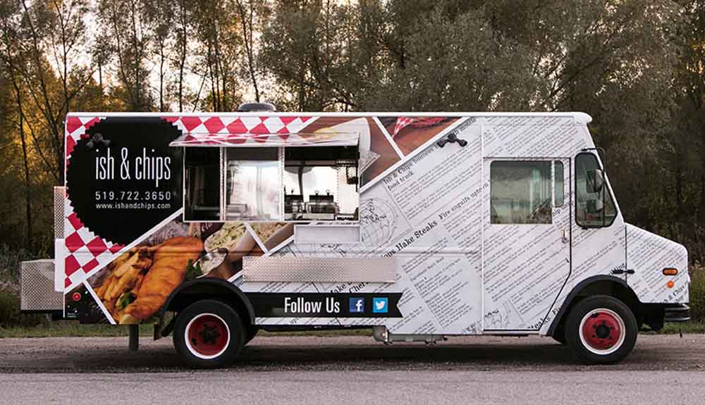 Ish and Chips food truck parked on the roadside of Waterloo