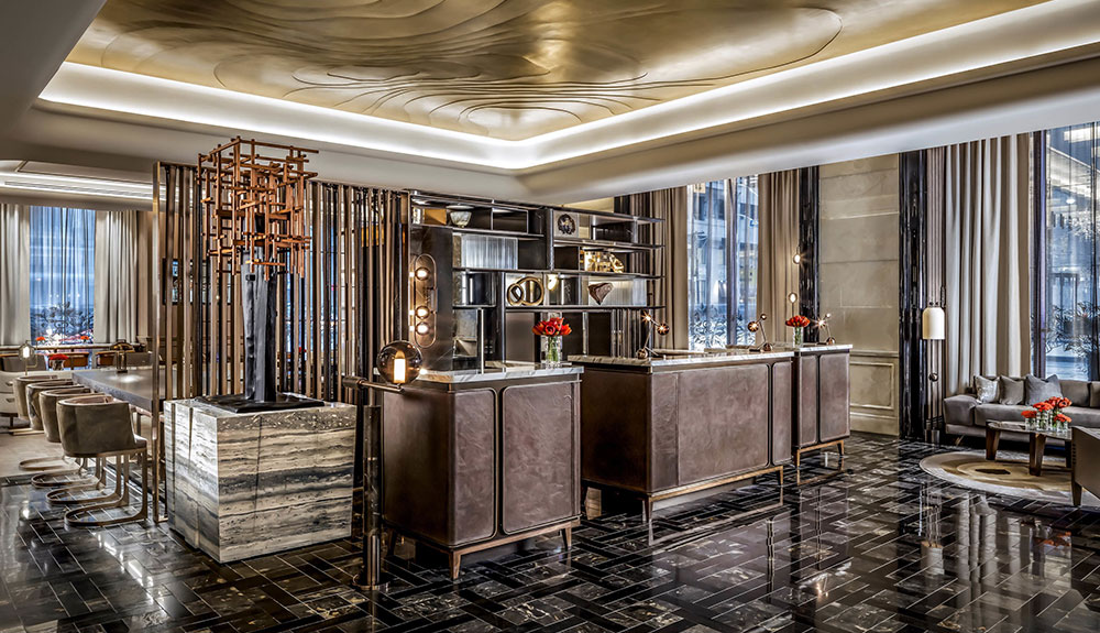 Fancy redesigned lobby known as the Astor Lounge of the first St. Regis in Canada