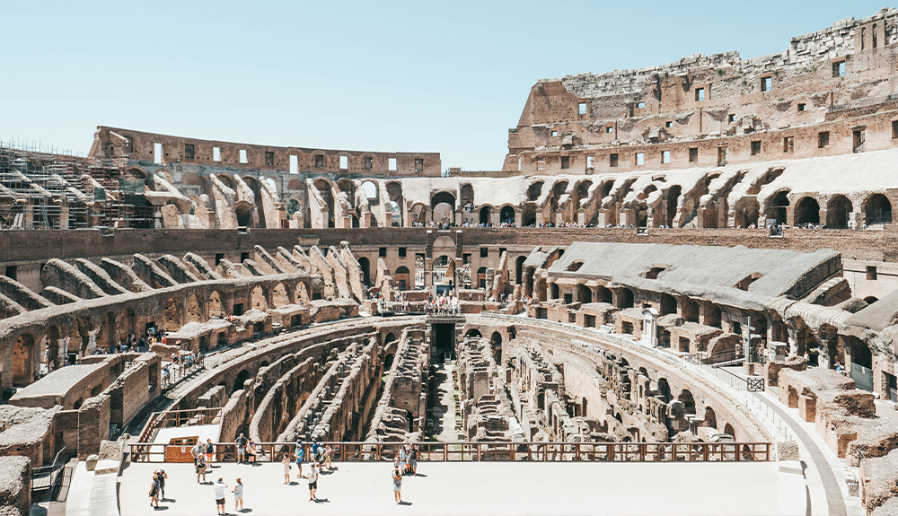 Visitors explore the Colosseum in Rome