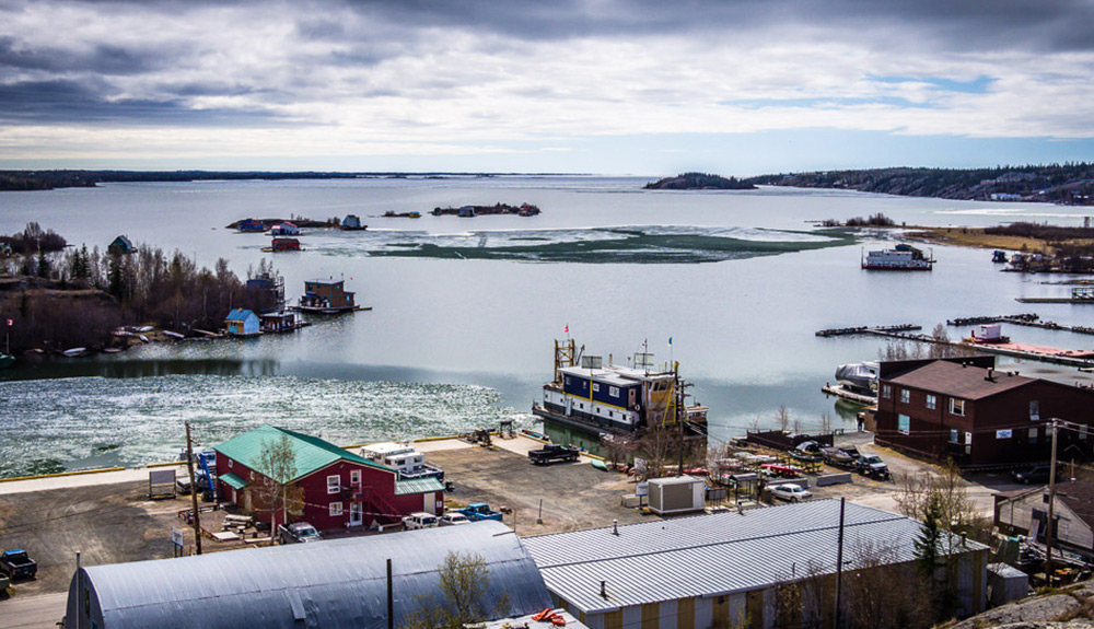 The industrial shoreline of Yellowknife, North West Territories
