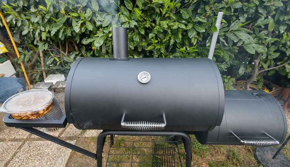 Turkey being cooked in a smoker