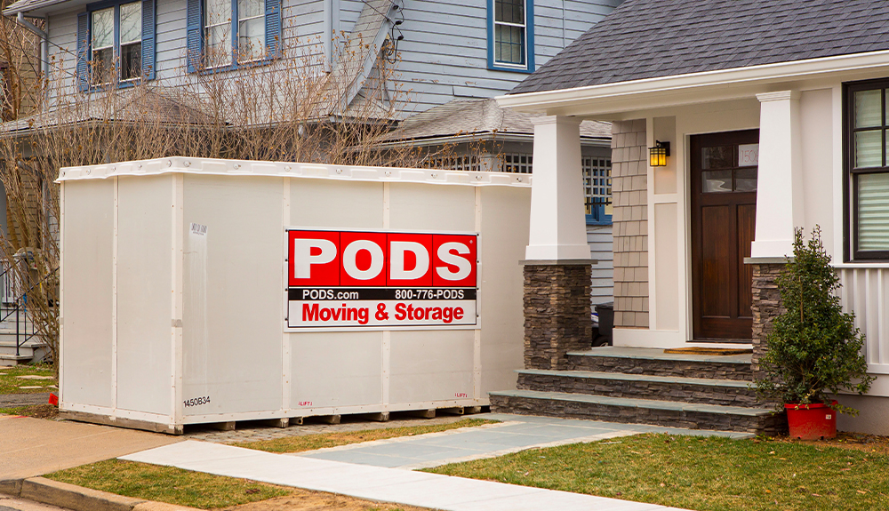 A storage container outside of a house