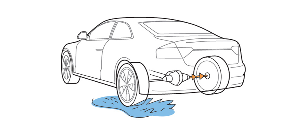 Illustration of car losing traction on a wet road