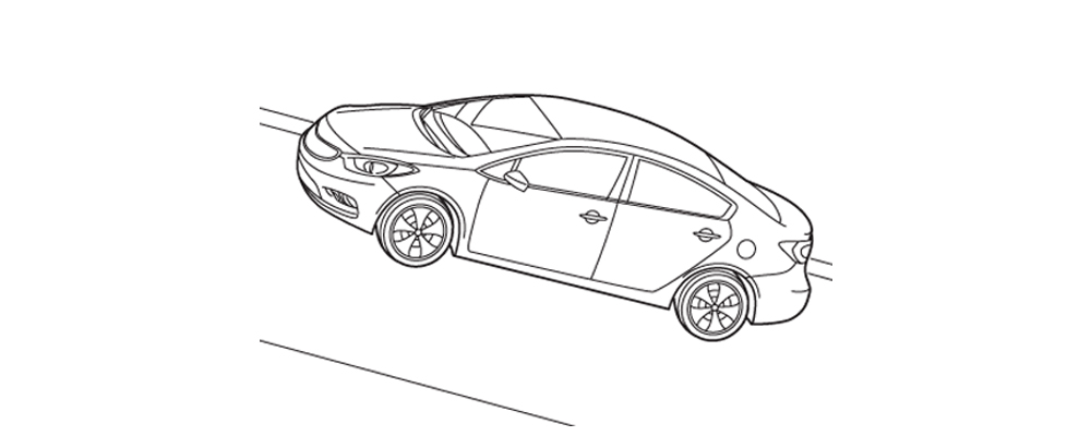 Illustration of car accelerating uphill