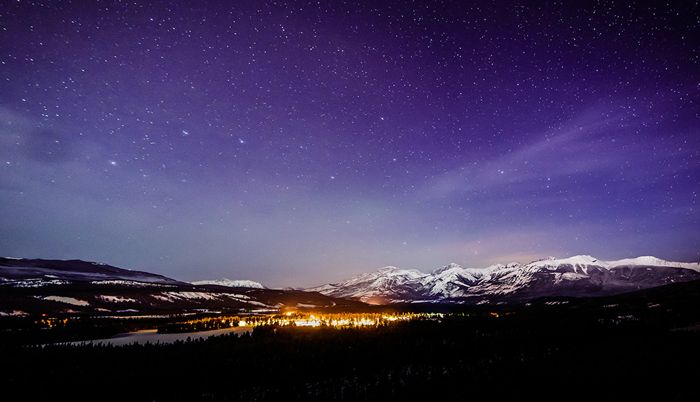 The night sky over Jasper National Park
