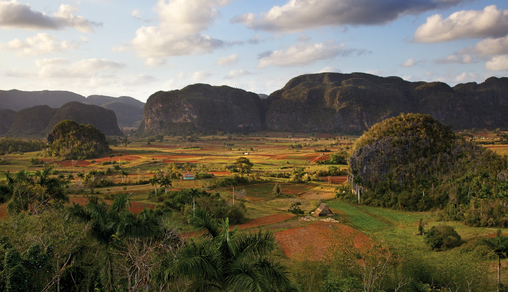 A landscape shot of the beautiful countryside in Vinales on a bright day
