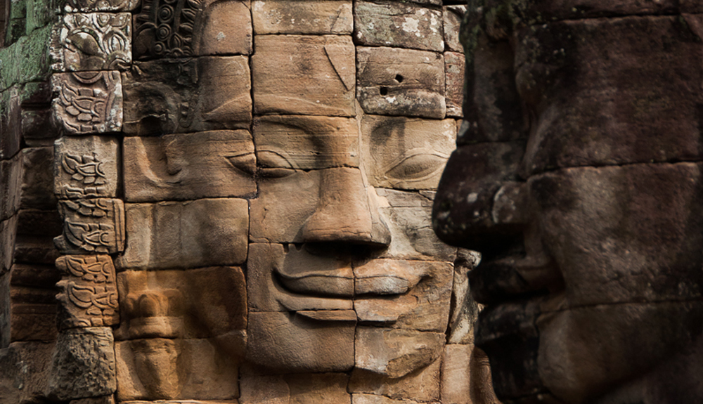 Two of the 216 face carvings at The Bayon