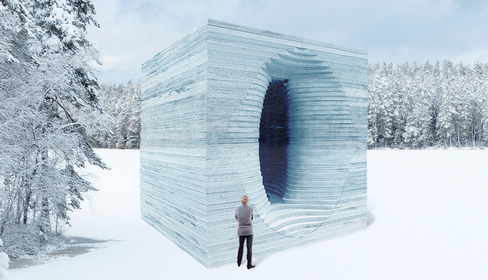 An artwork in the Warming Huts project in Winnipeg
