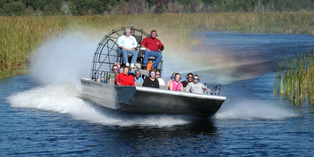 Tourists on Boggy Creek Airboat Ride 
