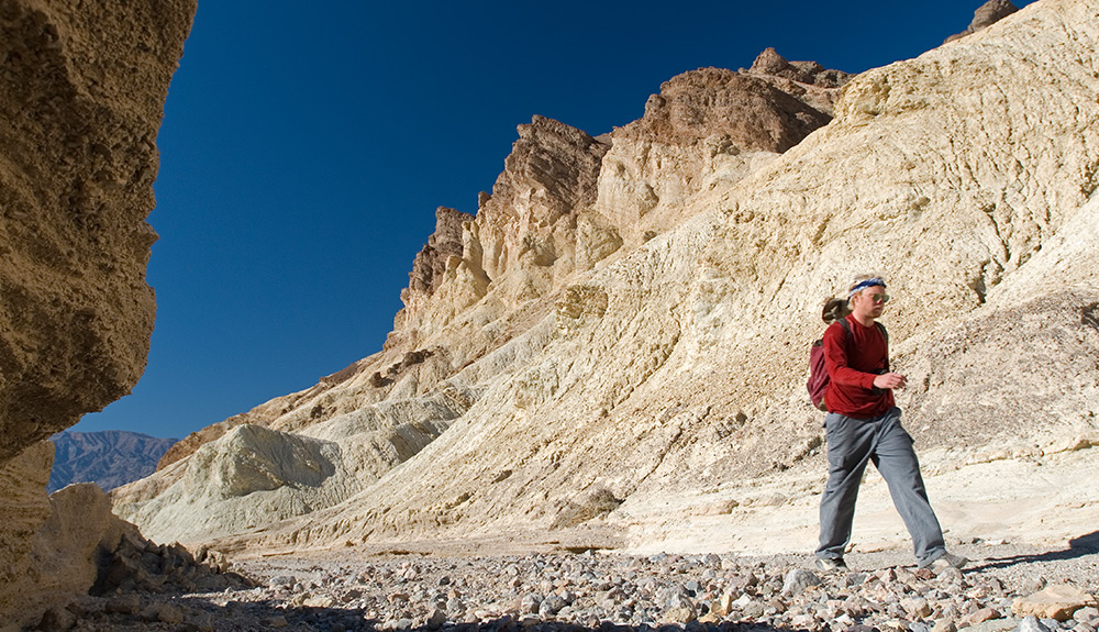 A hiker is shown is Death Valley National Park, Nevada