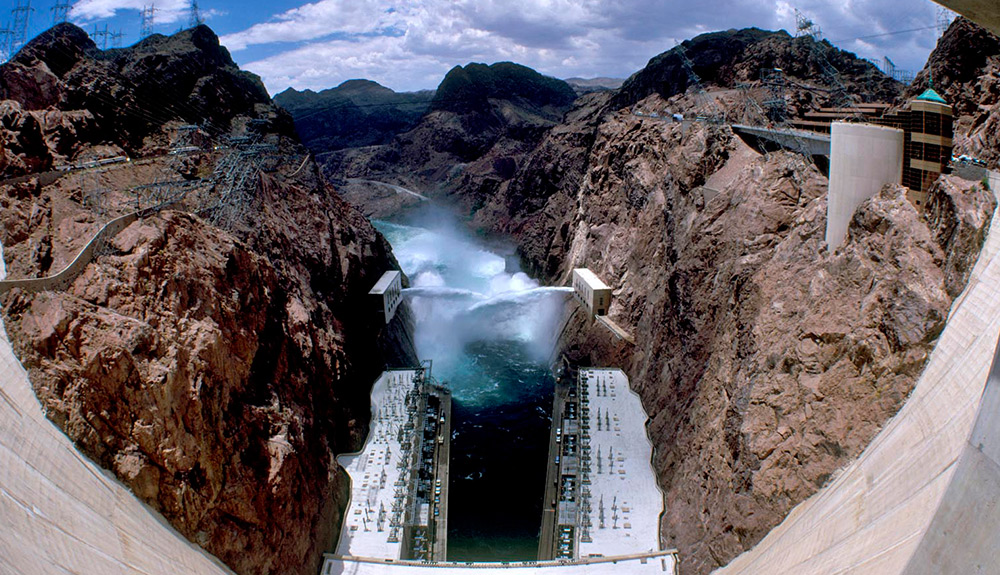 The Hoover Dam in Nevada is shown