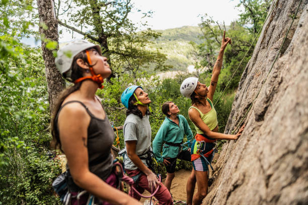 rock climbing in forest
