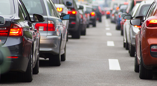 Cars in busy traffic