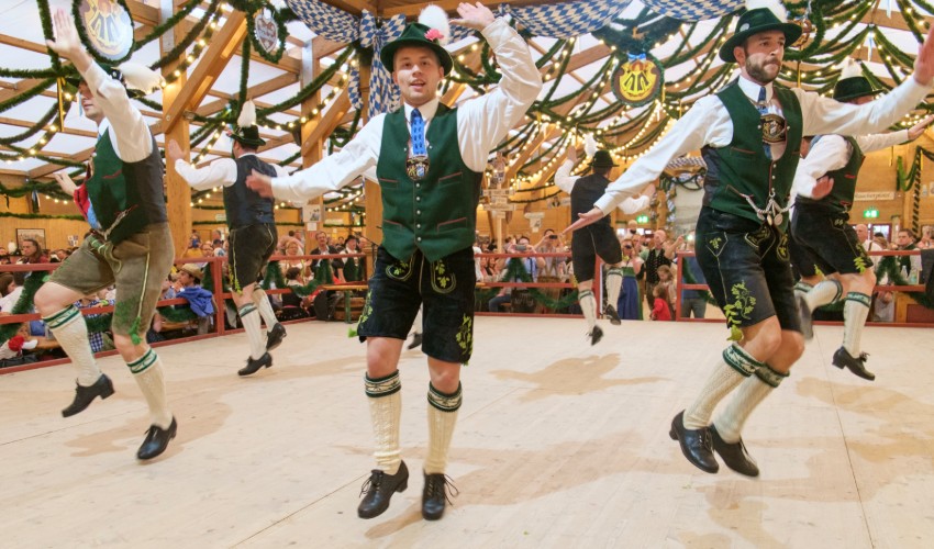 Bavarian dancers on stage.