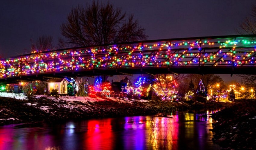 Christmas lights illuminates a bridge at the Christmas Panorama in Simcoe.