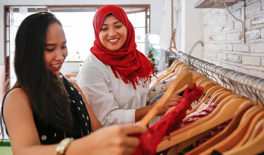 Hunting pre loved clothes in vintage store