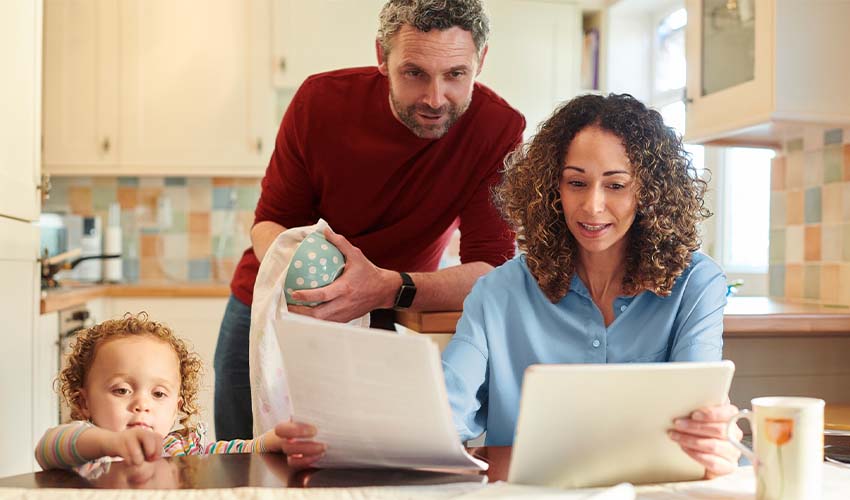 A couple going over paperwork