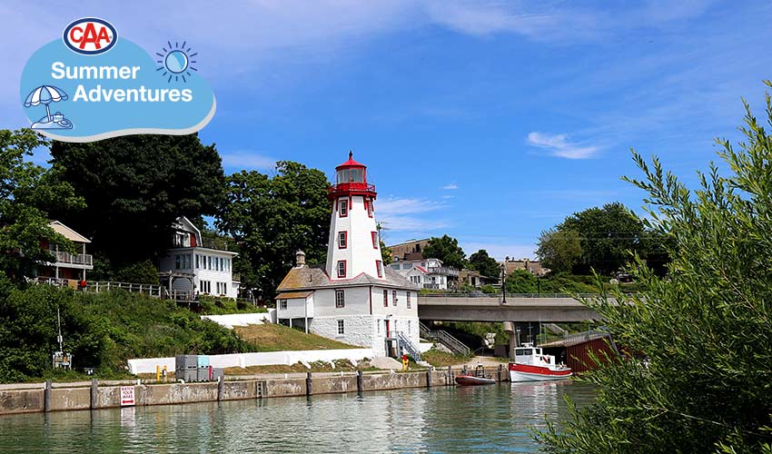 Historic red and white lighthouse in Kincardine.