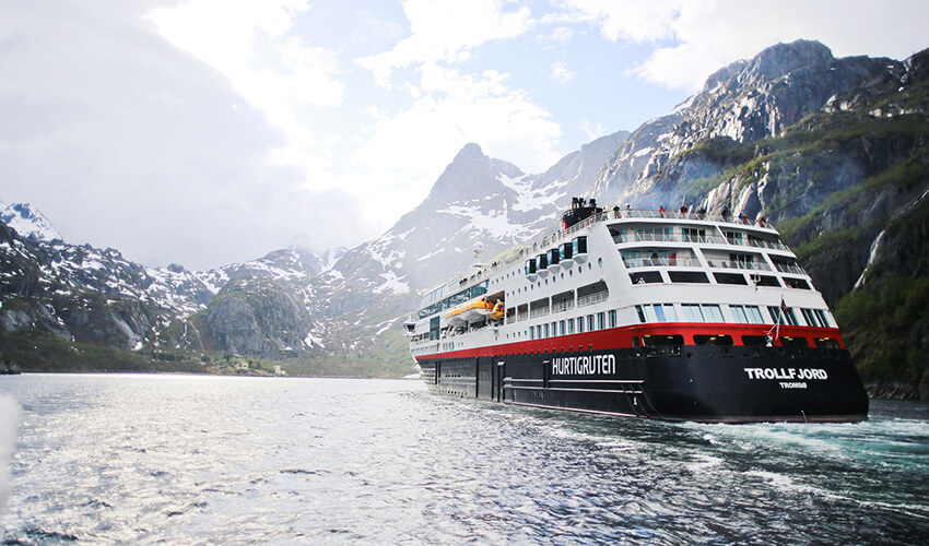 Hurtigruten ocean cruise ship in Norway.