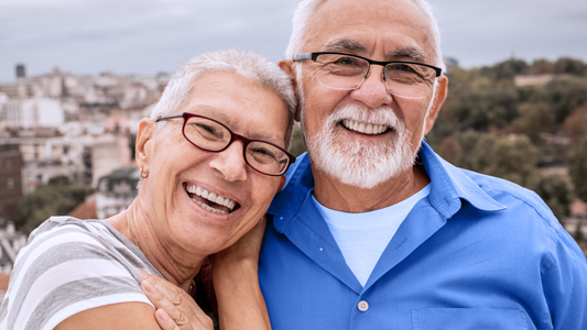Elderly couple enjoying a vacation