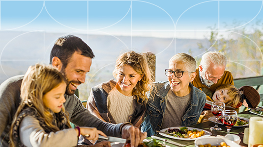 Family eating dinner