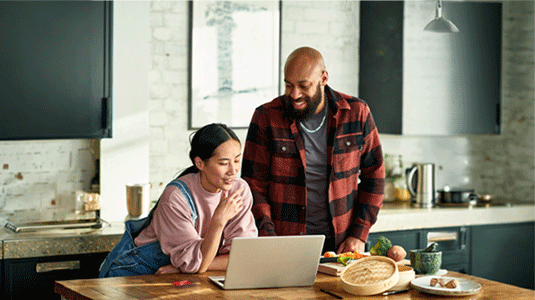 Couple using a computer