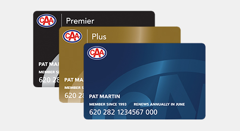 Image displaying Basic, Plus and Premier CAA Cards