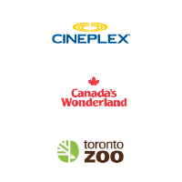 Cineplex, Canada's Wonderland and Toronto Zoo logos.