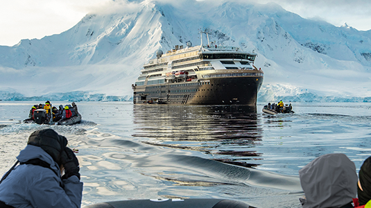 Cruise ship in the arctic sea