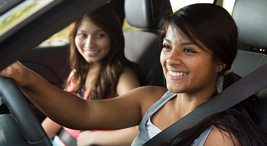 Young girl driving