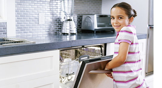 Young girl in kitchen