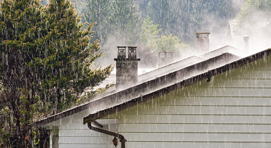 Rain on the roof of a house