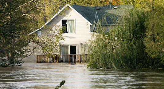 Front view of a house on a lake 