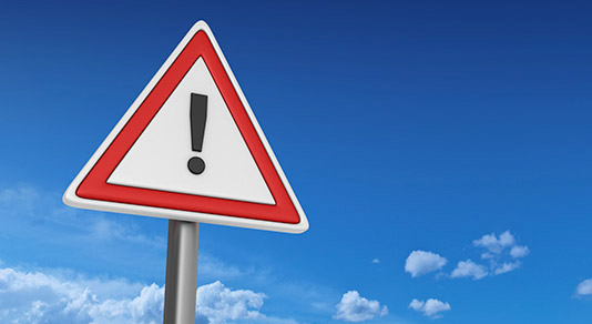 Warning road sign
