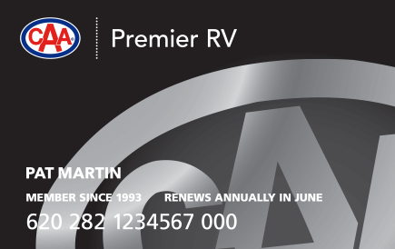 CAA Premier RV Membership Card