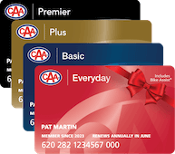 A stack of CAA Membership cards.