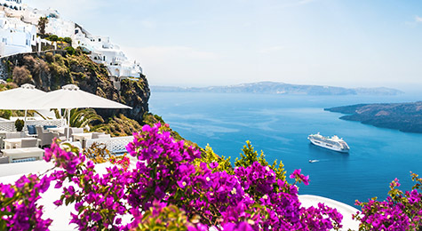 Cruise ship on the ocean.