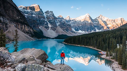 Man at Moraine Lake, Banff, Alberta