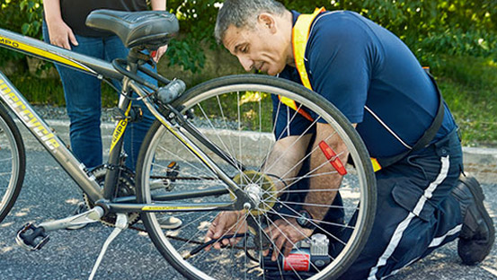 Man fixing bike