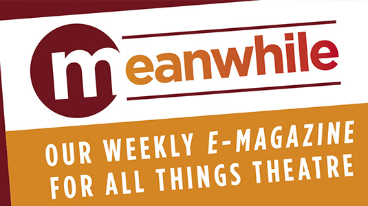 A graphic with the text: "Meanwhile. Our weekly e-magazine for all things theatre." 