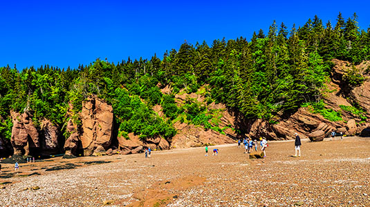 People walking around the Bay of Fundy