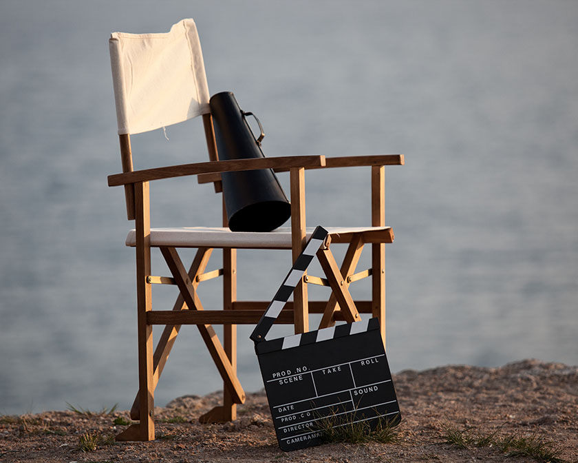 Movie directors chair on beach