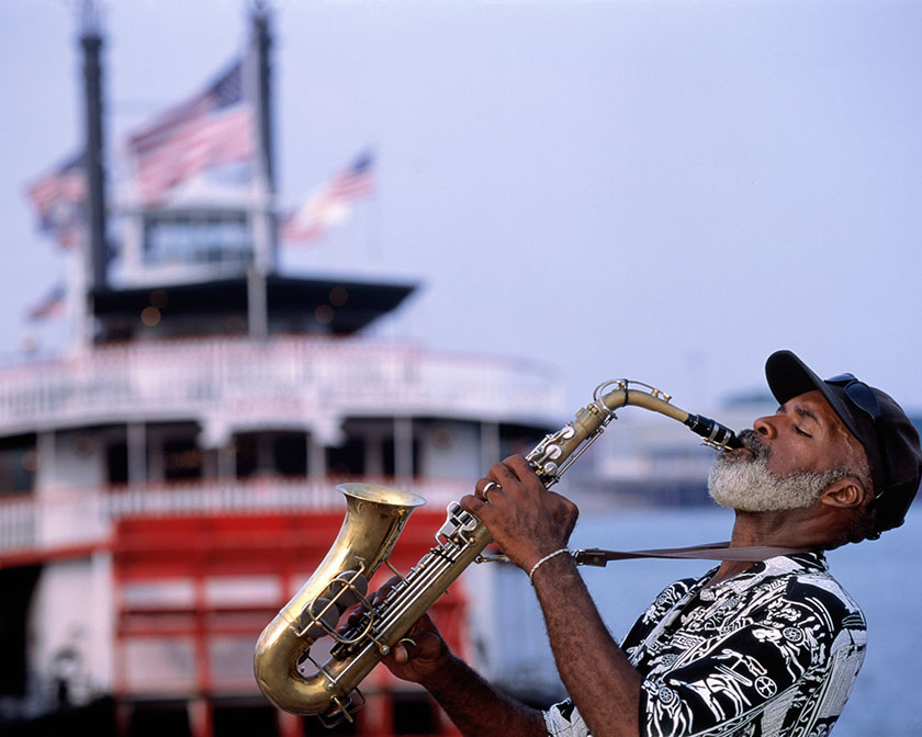 Saxophonist and Paddle Steamer